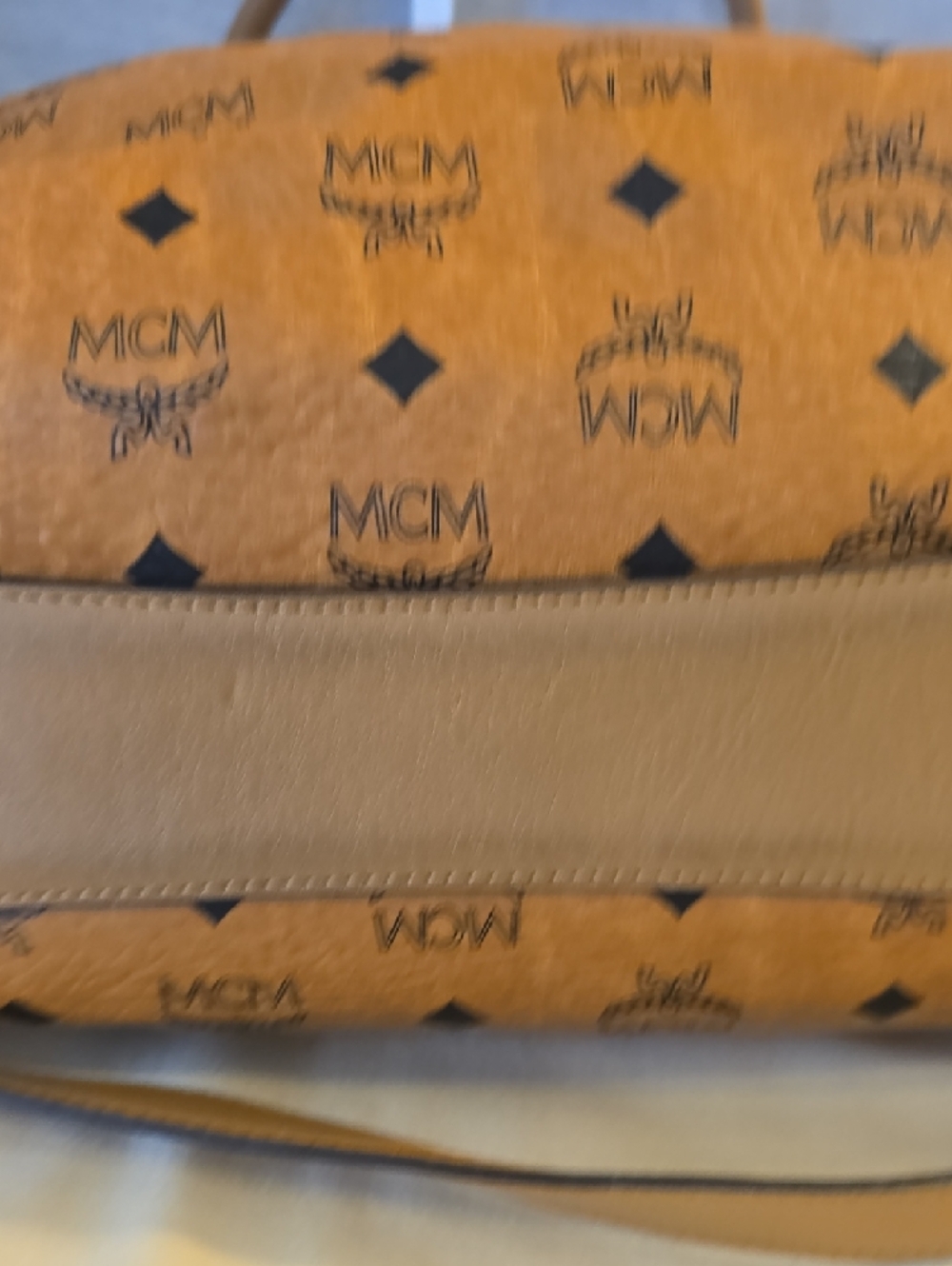 MCM Cognac Logo Drawstring Shoulder Bag with Gold Hardware - Picture 6 of 11